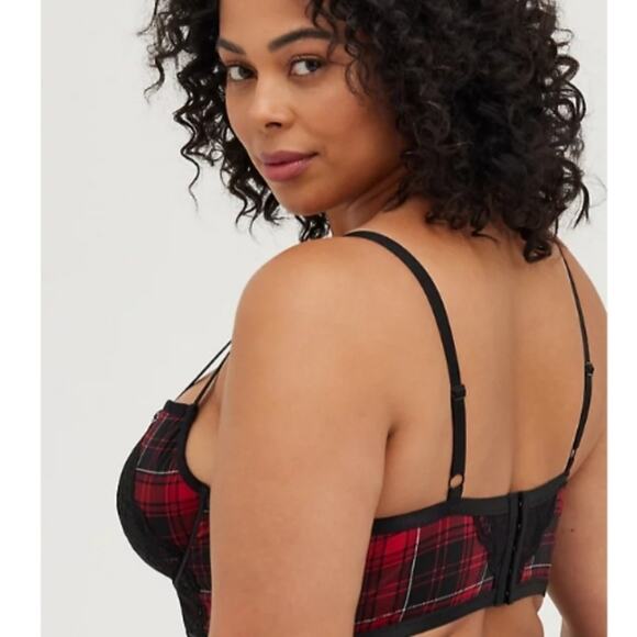 TORRID  UNLINED LONGLINE STRAPPY BRALETTE - PLAID RED SIZE 5 - Picture 2 of 7